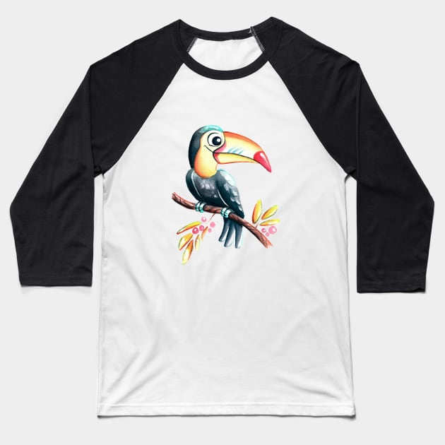 Toucan Baseball T-Shirt by AdrianaOrellana